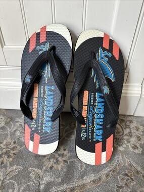 LandShark Men's Flip Flops Black size 9/10 Premier Lager advertising